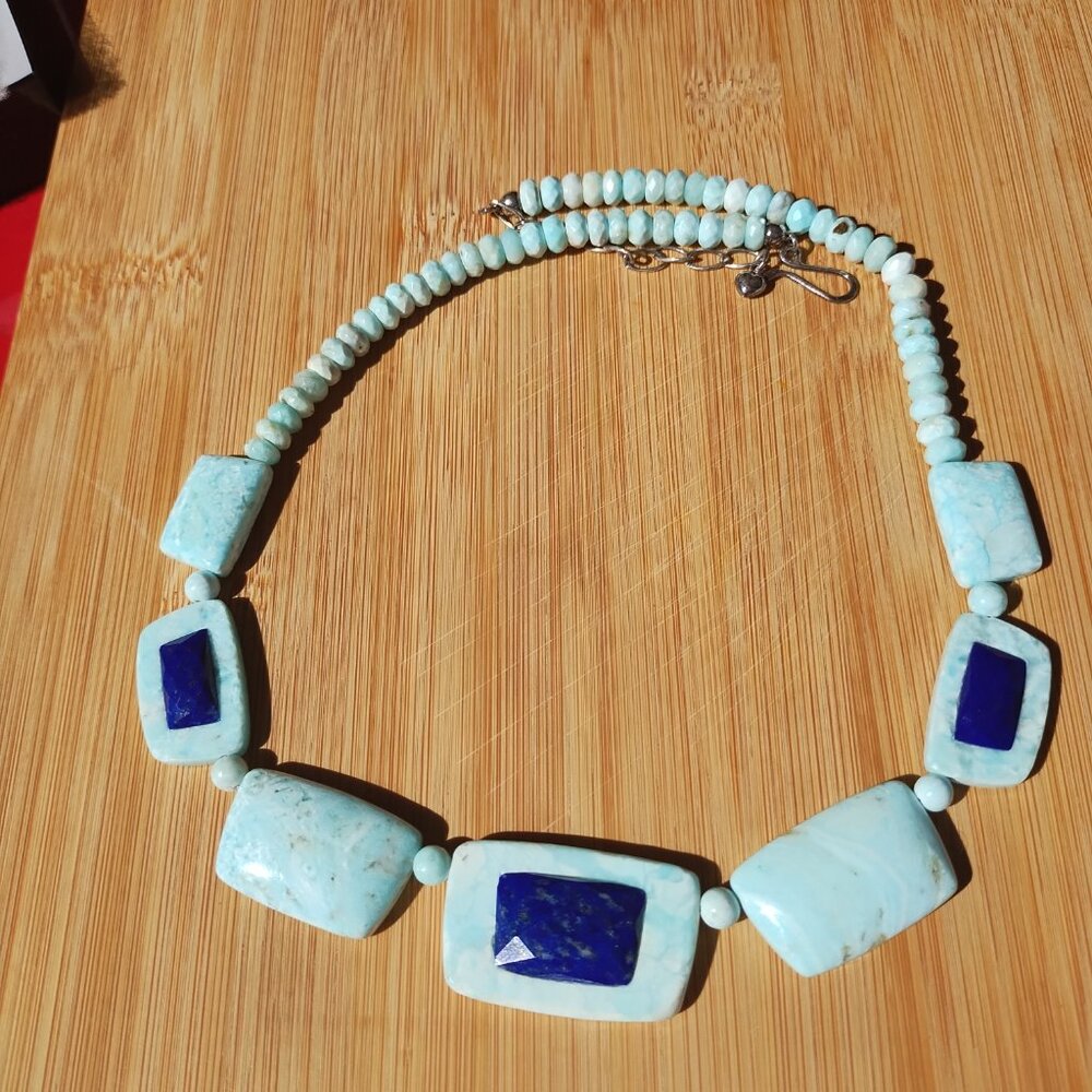 Jay King DTR Blue Aragonite and Lapis Bead 20" Sterling Silver Necklace - Picture 15 of 16